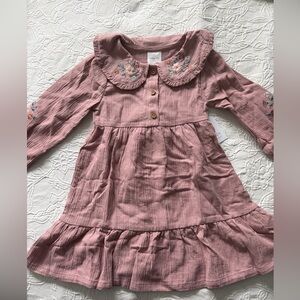 Little Co girls nwt 4T spring Pink Kids Dress with Embroidered Collar